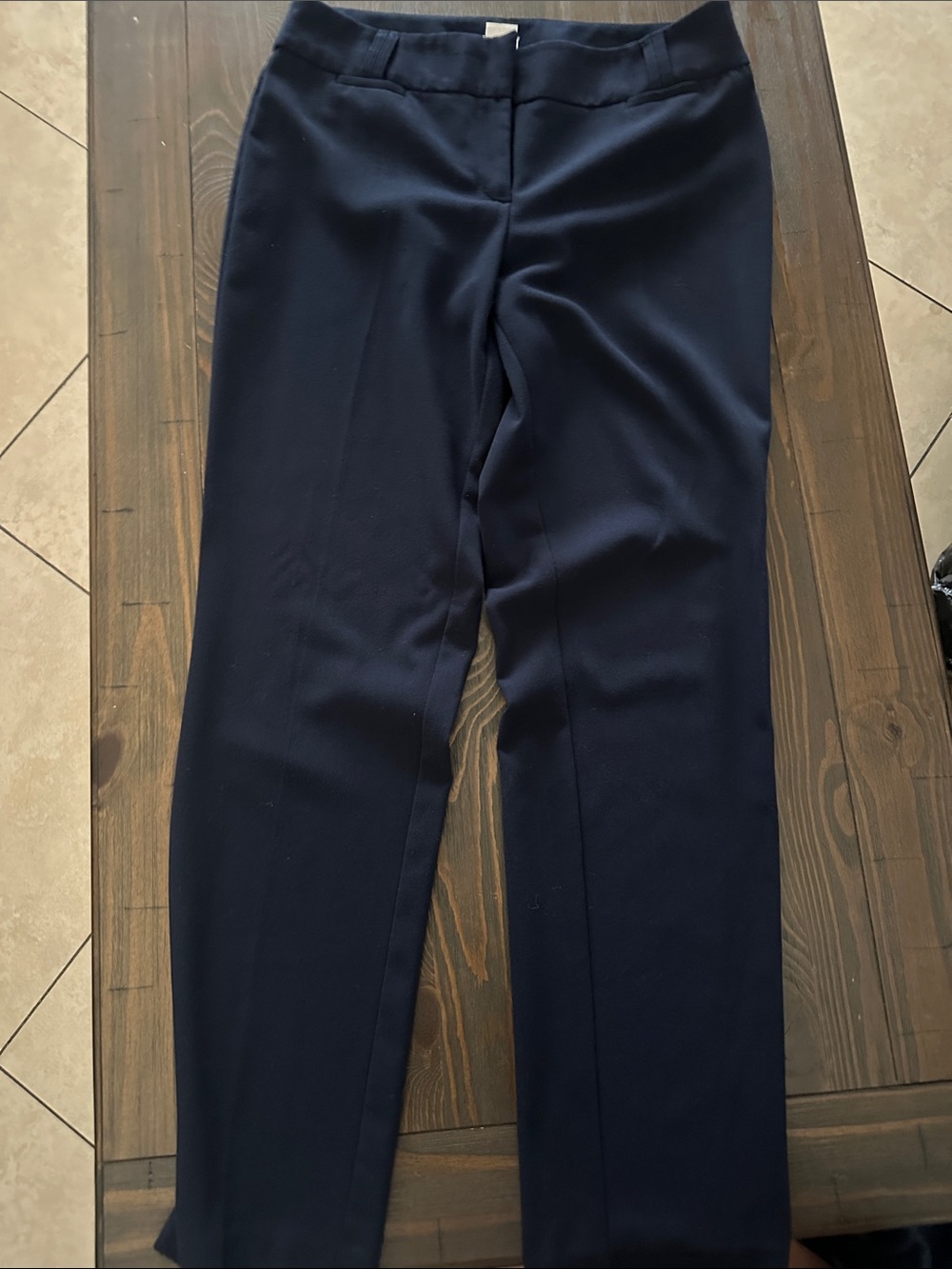 Anne Klein Dark Navy Straight Leg Trousers